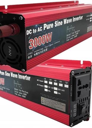 Інвертор, перетворювач напруги чиста синусоїда  pure sine wave inverter 12-220в, 3000вт, для дому, машини, для газового котла