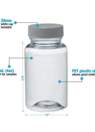 Бутылка для упаковки hudson exchange 120 мл (4 унции) с крышкой, пэт, прозрачная, 6 упаковок