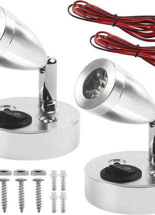 Flaincep 12v led внутреннее освещение точечный светильник для чтения регулируемый выключатель теплый свет,