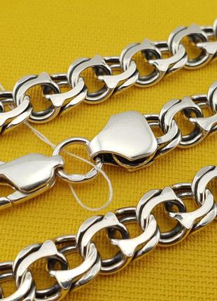 Масивна срібна цепочка чоловіча на шию товста. ланцюжок бісмарк ширина 8 мм. довжина 55 см