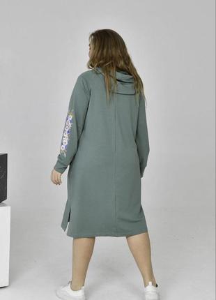 Спортивное платье по колено из двунитки весна-осень размері батал10 фото