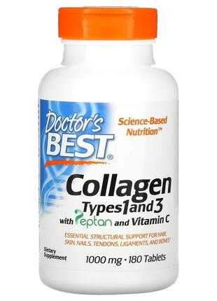 Колаген типів 1 та 3 з вітаміном с 1000 мг (collagen types 1 & 3 & vitamin c) doctor's best 180 таблеток