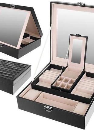 Шкатулка футляр скринька для коштовностей прикрас чорний beautylushh 8896 польща