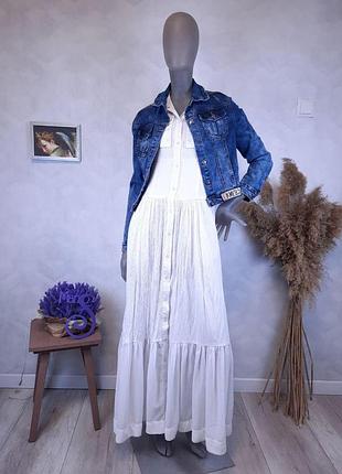 Женское платье рубашка макси a.tan с коротким рукавом белое размер s (44)