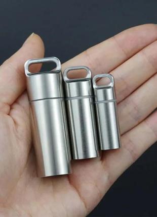 Титановая капсула-таблетница tt39. водонепроницаемая герметичная капсула . контейнер брелок для таблеток2 фото