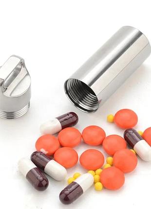 Титановая капсула-таблетница tt39. водонепроницаемая герметичная капсула . контейнер брелок для таблеток5 фото