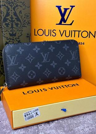 Чоловічий шкіряний гаманець louis vuitton zippy monogram eclipse k037