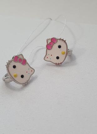 Серебряные детские сережки hello kitty