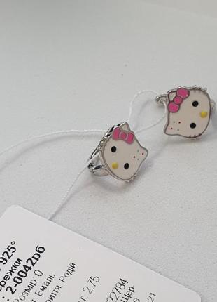 Серебряные детские сережки hello kitty