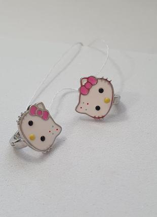 Серебряные детские сережки hello kitty