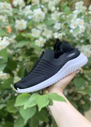 Кроссовки мокасины летние женские черные 36-41