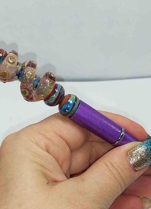 Кулькова ручка з авторською намистиною з дованням срібла lampwork