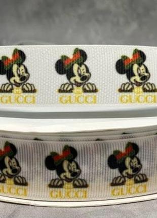 Репсовая лента 2,5 см (gucci-микки), метр, ассорти