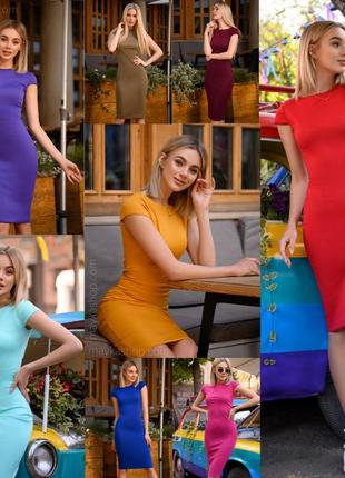 Сукня з ідеальною посадкою по фігурі з трикотажу міді 18 кольорів розміри