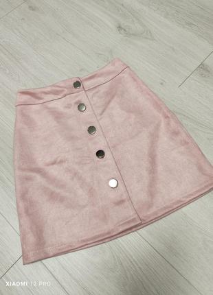 Рожева спідниця під замш, розмір м