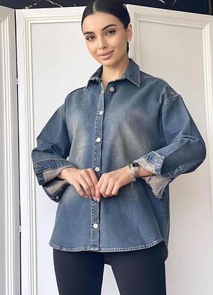 Рубашка джинсова жіноча синій арт.80205 blue m(р) туреччина