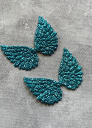 Патчі, крила, блакитні з глітером, 6*4,3 см, шт, блакитний