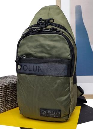 Нагрудная слинг сумка полиэстер хаки арт.1676-03 green volunteer (китай)