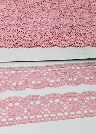В'язане мереживо 4 см, колір-світло-рожевий, метр, рожевий