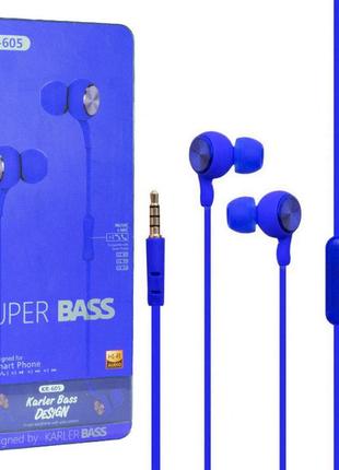 Наушники с микрофоном karler kr605 упаковка 8 штук синие