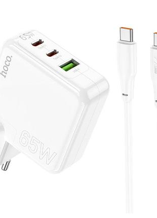 Сетевое зарядное устройство hoco c115a header pd65w/qc (2c1a) gan type-c to type-c
