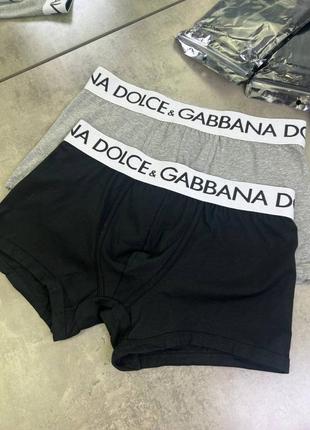 Набір нижньої білизни dolce gabbana з 2-х пар чорно-сірого кольору широка гумка з логотипом "dg" t140