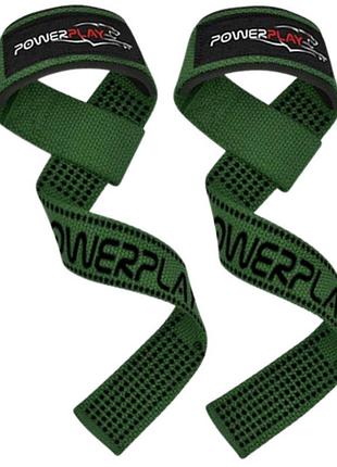Лямки для тяги powerplay 7064 lifting gym straps зелені