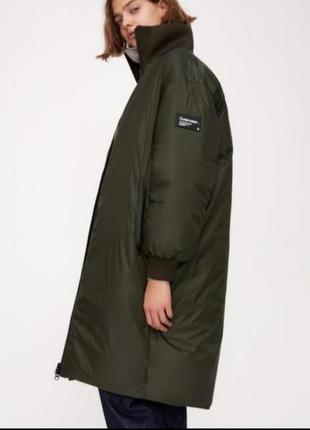 Куртка, пуховик, парка, бомбер от zara, зеленый, хаки