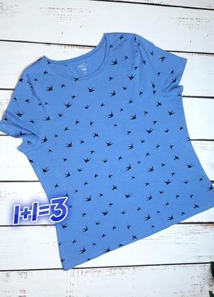 Стильна насичено-блакитна жіноча футболка з ластівками m&co, розмір 52 - 54