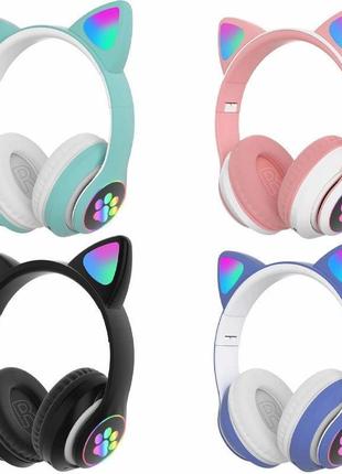 Беспроводные bluetooth наушники с ушками с led подсветкой salemarket