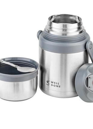 Вакуумний харчовий термос well done wd-7131s 1 літр із ложкою