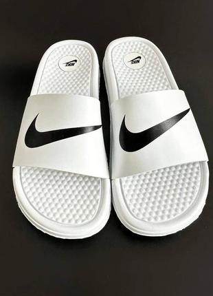 Шльопки літні найк білі nike white новинка шльопанці стильні чоловічі білі найк чоловічі шльопанці nike 42-46 р