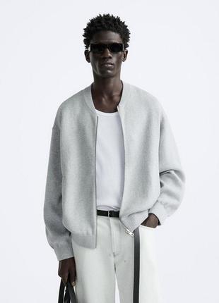 Кофта бомбер на блискавці zara 4696/401 grey marl