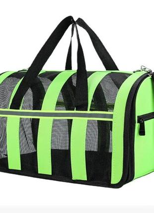 Сумка перенесення для котів та собак l 49x28x27 см cosmopet cp-46 green