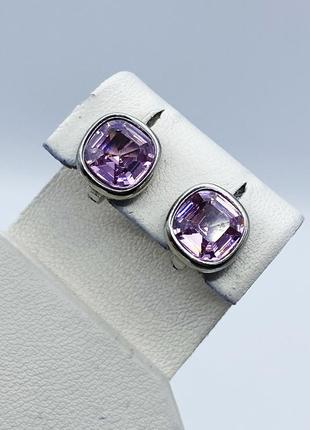 Сережки серебряные с розовым кварцем 4,25 г