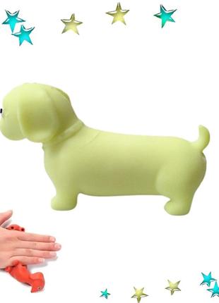 Антистрес сквіші тянучка squishy м'який силіконовий собака такса салатовий