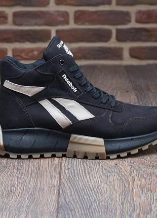 Reebok коричневые зимние кожаные кроссовки на меху, мужские высокие кроссовки с мехом *reebok( r-16 кор )*4 фото