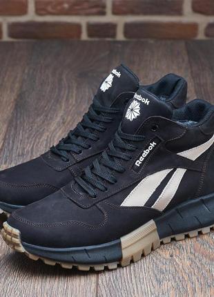 Reebok коричневые зимние кожаные кроссовки на меху, мужские высокие кроссовки с мехом *reebok( r-16 кор )*2 фото