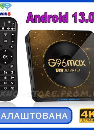 Смарт тв приставка g96 max 4/64 гб - налаштована. smart tv box android 13 rk-3528 смарт тв. + аеропульт