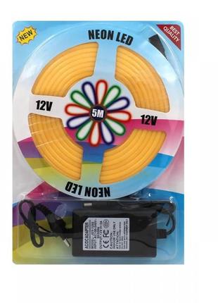 Світлодіодна стрічка силіконова led neon12v-220v універсальна 5м yellow