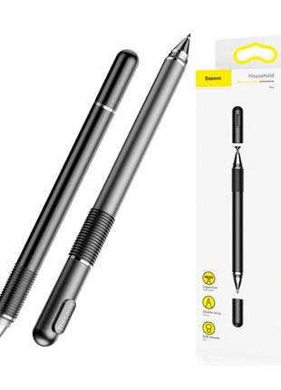 2 в 1 стілус - ручка baseus household pen чорний, для телефону для планшета сенсорного екрану, малювання