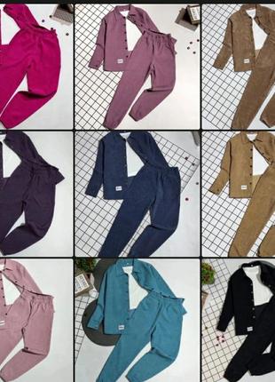 Вельветовый костюм тройка для девочки,топ