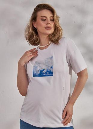 Футболка для вагітних та годування clouds біла