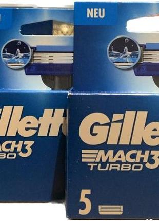 Змінні картриджі | касети | леза для гоління gillette mach3 turbo 5 шт1 фото