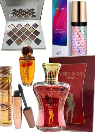 Подарочный набор :туал.вода very sexy now 100ml, тушь д/ресниц snail karite, 3-хцв. база, тени mac.