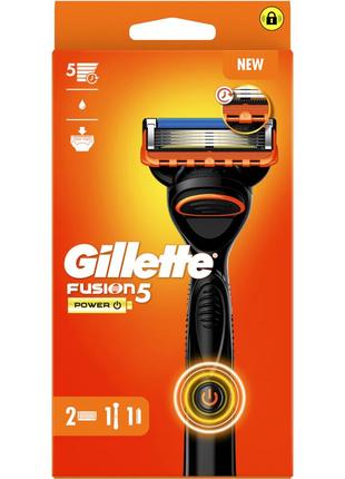 Станок | бритва чоловіча gillette fusion5 power (1 касета і батарейка в комплекті)1 фото