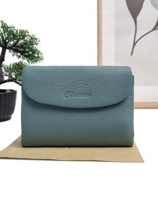 Гарний жіночий шкіряний гаманець блакитний арт.2201-9929m-26 l.blue genuine leather (54)