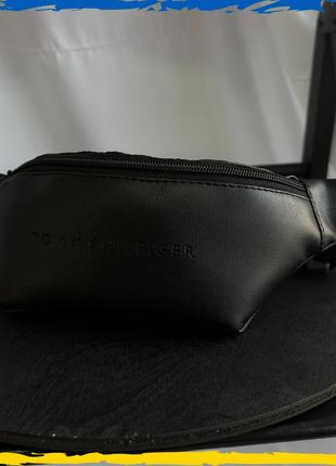 Бананка tommy hilfiger. сумка через плечо, сумка на поясе. th. томми хилфигер черная, унисекс