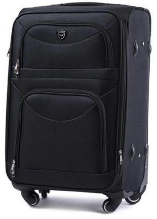 Чемодан на колесиках текстиль черный арт.6802/4-1 black (s) wings польща