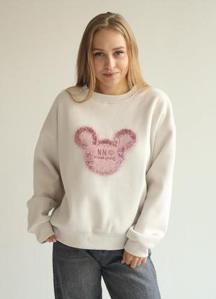 Світшот жіночий трикотаж на плюші молочний арт.9962 milk one size (44-48)(р) (китай)